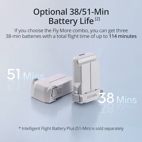 Two drone batteries with different flight times: 51 minutes and 38 minutes.