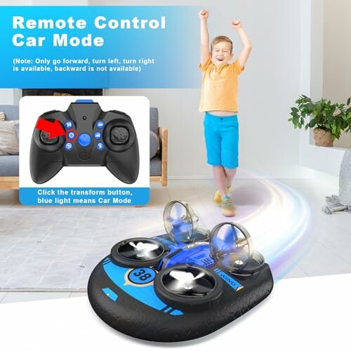 Child playing with remote control hover toy